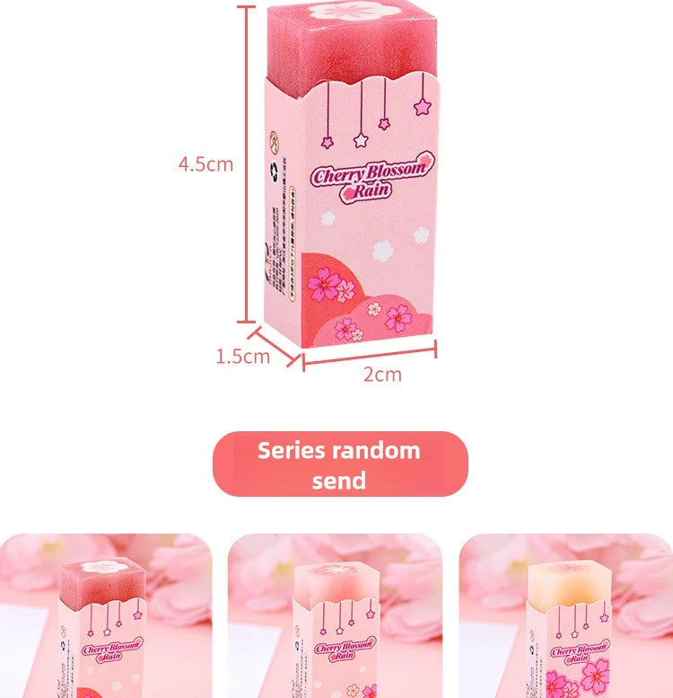 Lot Kawaii Cherry Blossom Sandwich Pencil Eraser Children Cute Less Debris Rubber Sakura Slice Erasers School Stationery