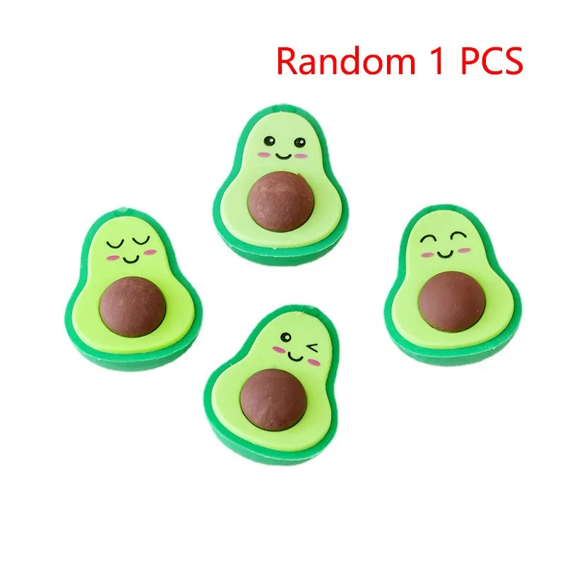 NEW Cute Kawaii Avocado Rubber Erasers Novelty Fruit Pencil Eraser for Student School Correction Supplies Kids Gift Promotional