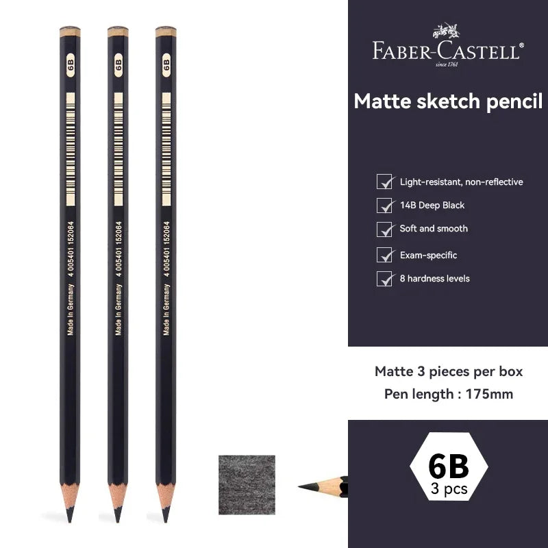 Faber-Castell 3/12pcs Graphite Matte Sketch Pencil Set For Black Lead Writing Sketching Drawing Graphite Pencils Art Supplies