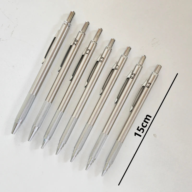 0.3 0.5 0.7 0.9 1.3 2.0 3.0mm Mechanical Pencil Full Metal Art Drawing Painting Automatic Pencil with Leads Office School Supply