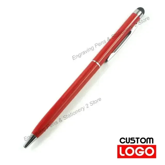 100 Pcs 13-color Metal 2-in-1 Stylus Universal Ballpoint Pen Custom Logo Office School Advertising Pen Text Engraving Wholesale