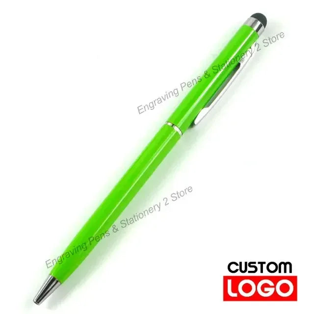 100 Pcs 13-color Metal 2-in-1 Stylus Universal Ballpoint Pen Custom Logo Office School Advertising Pen Text Engraving Wholesale