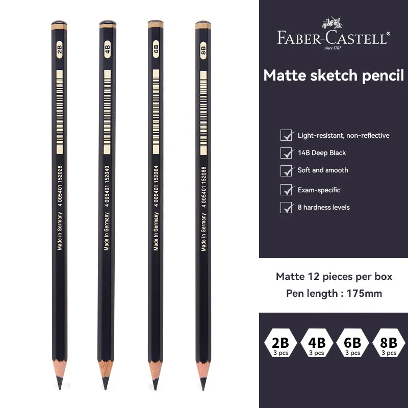 Faber-Castell 3/12Pcs Set Matte Sketch Pencil Painting Art Graphite Pencils Shading Writing Sketch Drawing Design Art Supplies