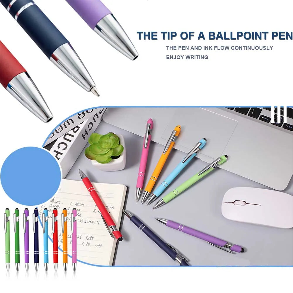 5-12Pieces Ballpoint Pen with Stylus Tips, Metal, 2 in 1 Stylus Ballpoint Pen 1.0 mm Black Ink  for Smartphone, Tablet