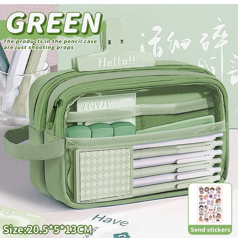 1 large capacity pencil case and stationery bag with multiple compartments, suitable for organizing office and school supplies