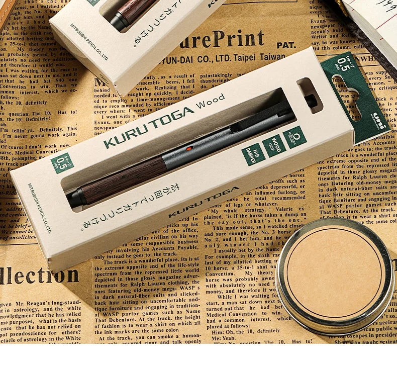 Uni Kuru Toga Metal Mechanical Pencil,M5-KW/KH Metal&Wood Barrel Premium 0.5mm Automatic Rotation Engine For Writing,DraftingPen