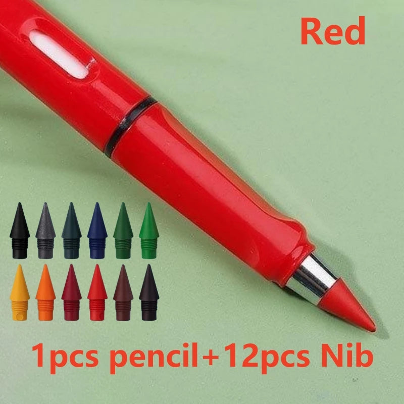 12/13pcs New Technology 12 Color Eternal Pencils No Ink Kawaii Unlimited Pencil School Art Color Sketch Painting Stationery