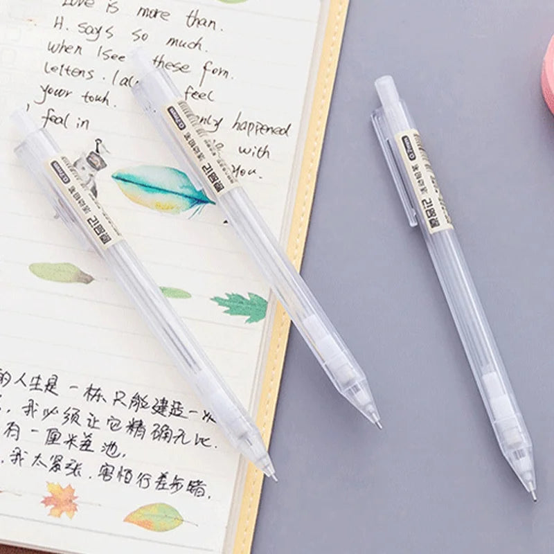 3pcs Simple Style Clear Automatic Pencil 0.5mm 0.7mm Mechanical Pencils Student Office Stationery Supplies