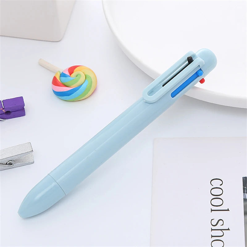 1pcs Candy Design Multi Color Ink Ballpoint Pen 0.5mm 6 In 1 Roller Ball Pen Spot Liner Marker Office School A7098
