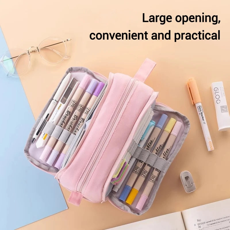 Pencil Case Large Capacity Pencil Pouch Portable 3 Layers Pen Bag Gift for Office School Back To School Stationery Storage Bags