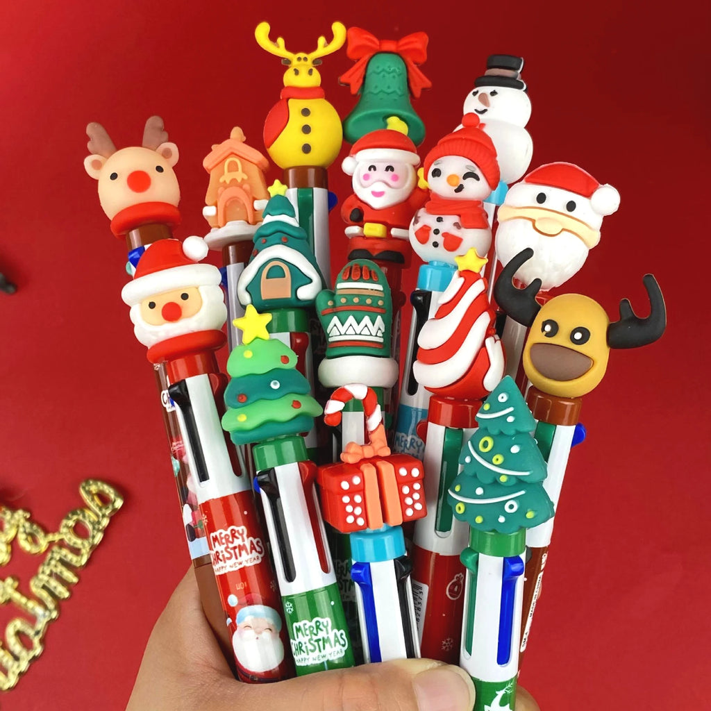 30Pcs/Lot Kawaii Christmas Series Multicolor Ballpoint Pen Cute Cartoon Santa Claus 10Color 6Color 4Color Pens School Kids Gifts