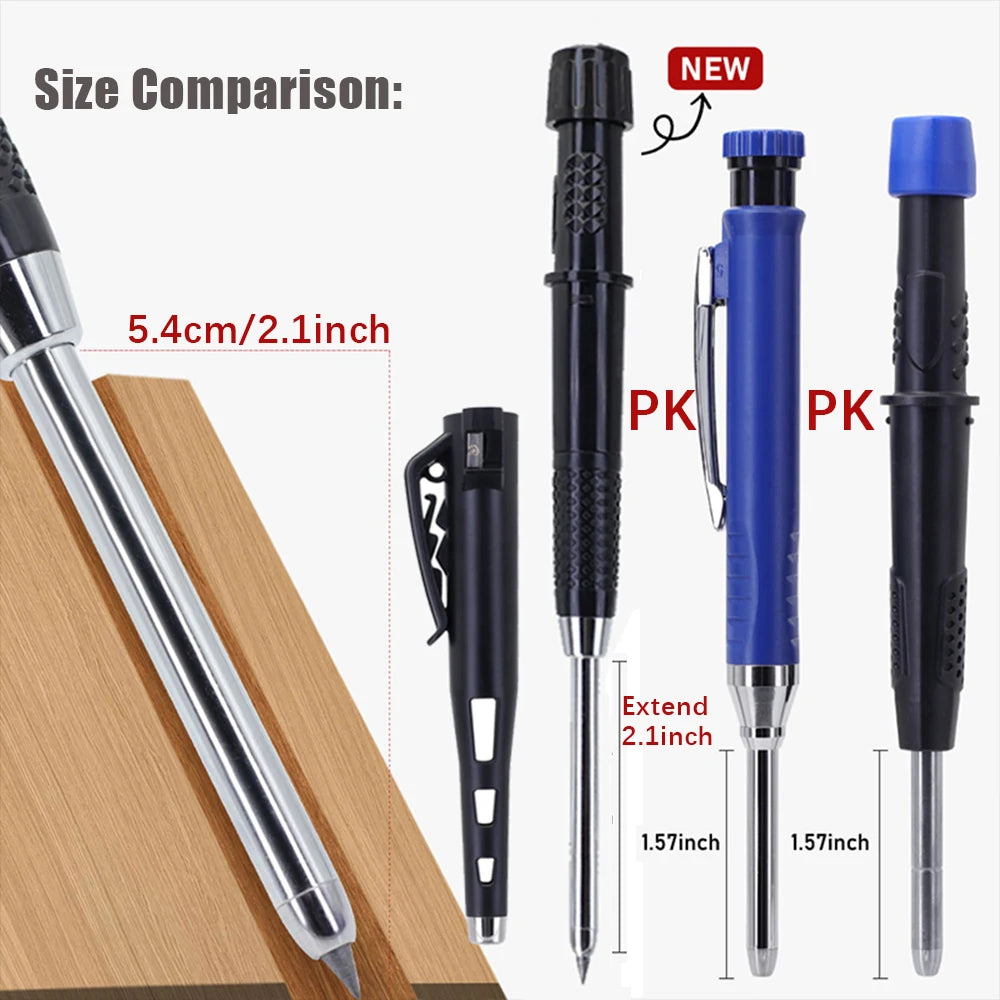 Multicolored 2.8mm Woodworking Mechanical Pencil with Sheath Built In Pencil Sharpener Long Headed Deep Hole Marking Pencil