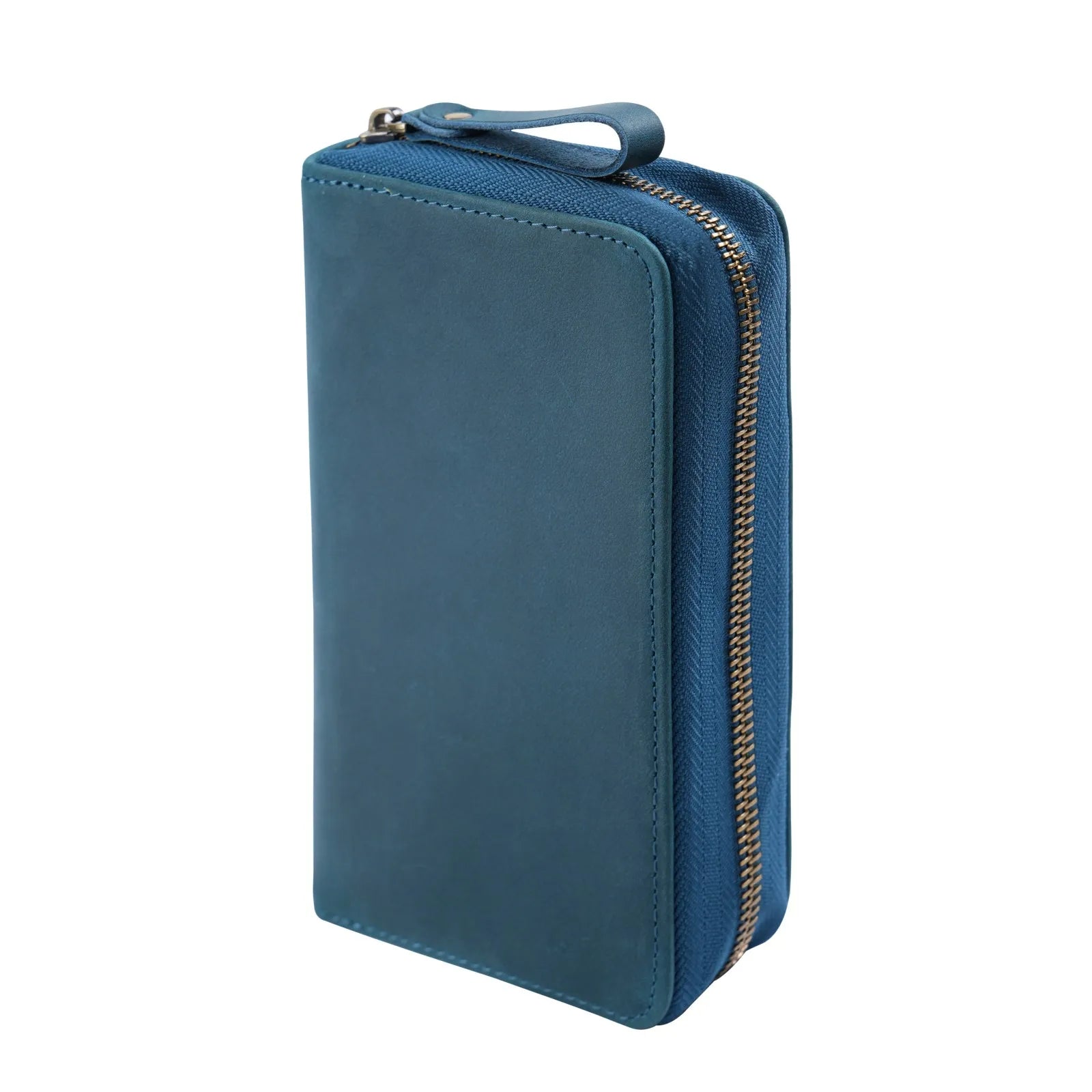 Genuine Leather Fountain Pen Holder Case with Divider, Large Capacity Pencil Pouch Pen Bag for 10 Pens, for Students Stationery