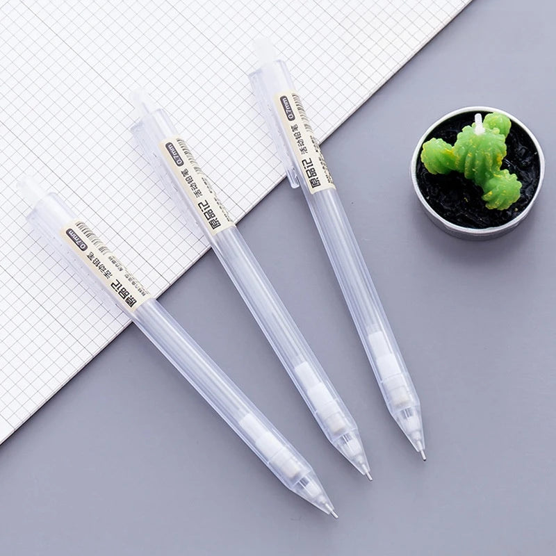 3pcs Simple Style Clear Automatic Pencil 0.5mm 0.7mm Mechanical Pencils Student Office Stationery Supplies