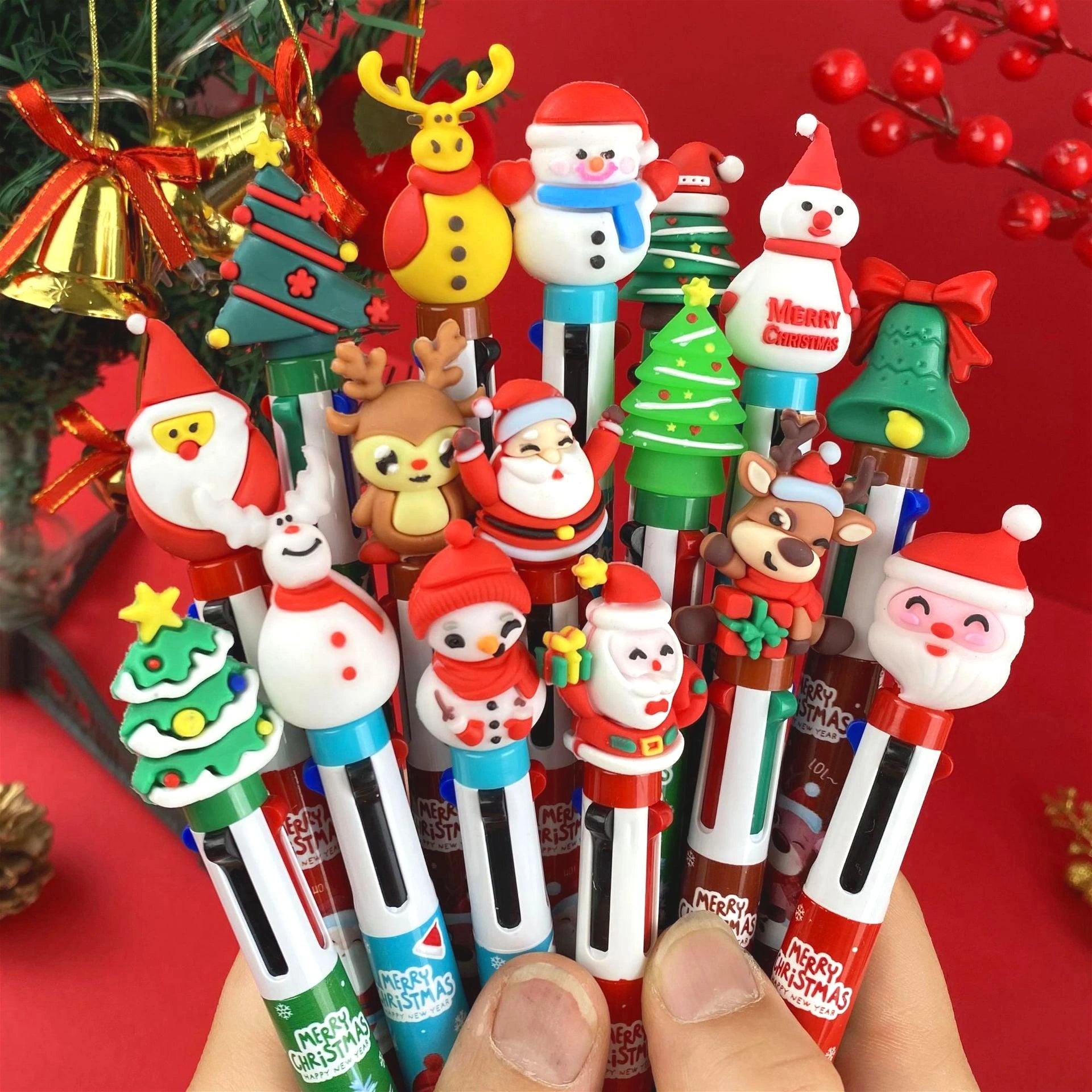 30Pcs/Lot Kawaii Christmas Series Multicolor Ballpoint Pen Cute Cartoon Santa Claus 10Color 6Color 4Color Pens School Kids Gifts