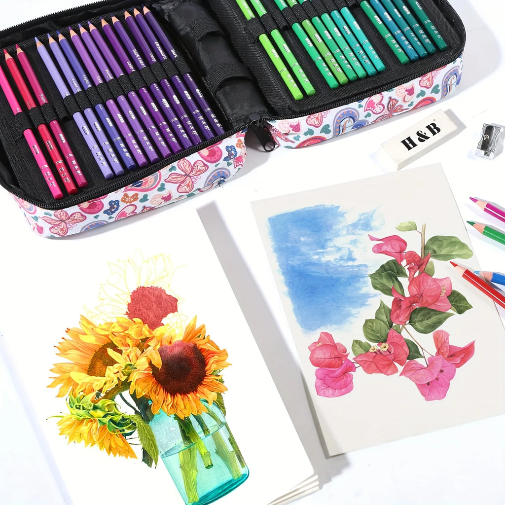 1pc Colored Pencil Case 50/72/120 Slots, Large Capacity Pen Pencil Case, Gel Pens Organizer Zipper Carrying Portable Suitable