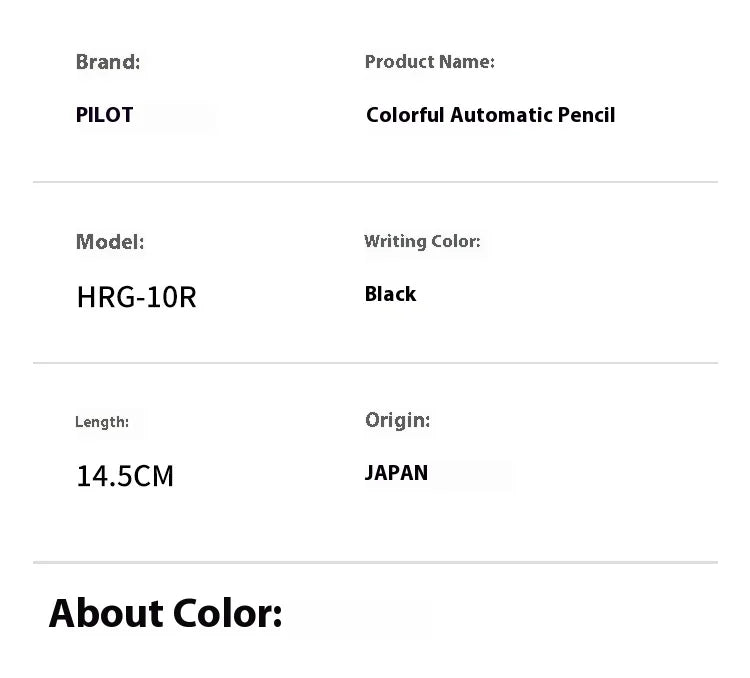 Japan PILOT HRG-10R Mechanical Pencil,Colored Rod Unbreakable,Non-Toxic,for Kids Beginner writing,drawing,Design School Supplies