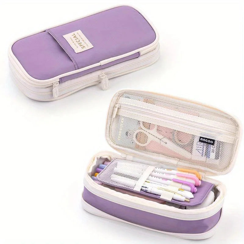 Extra large capacity pencil case, simple pencil case, waterproof fabric, suitable for students office supplies desktop organizer