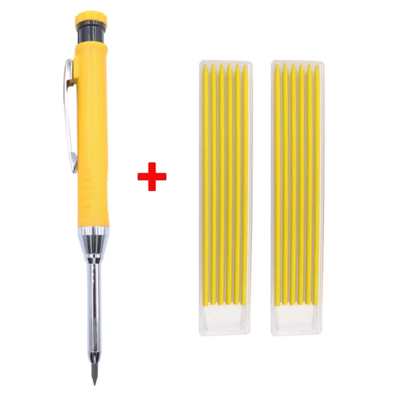Solid Carpenter Pencil Woodworking  Mechanical 3 Colors Refill Construction Marking Scriber Lead Built-in Sharpener
