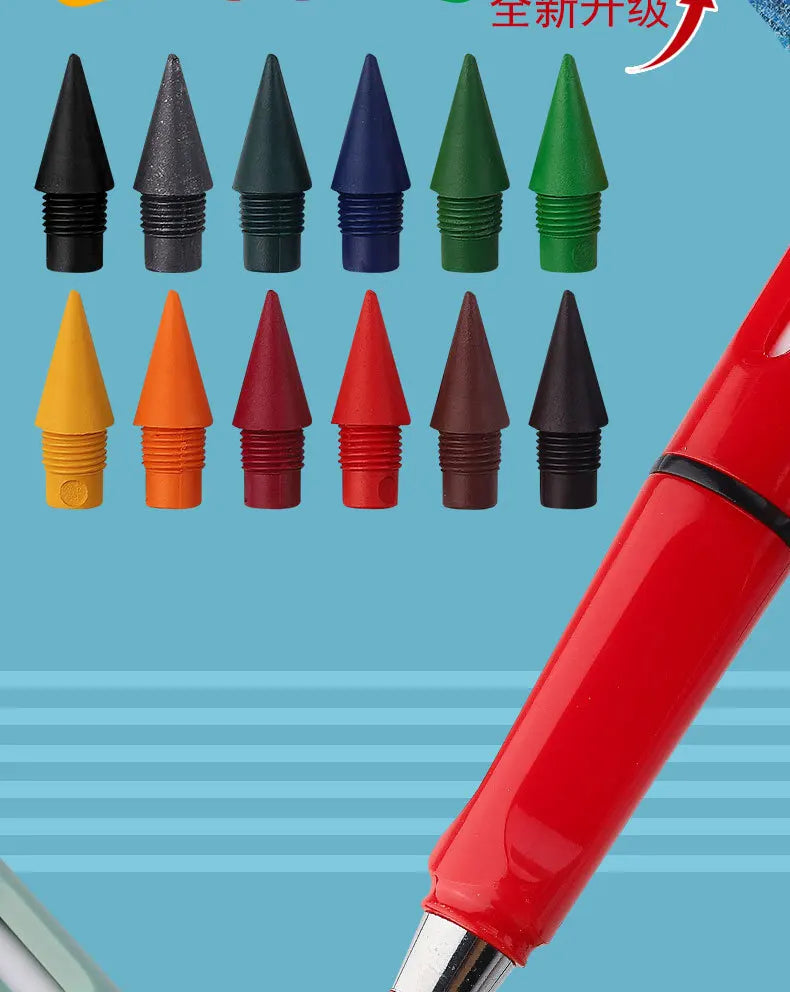 12/13pcs New Technology 12 Color Eternal Pencils No Ink Kawaii Unlimited Pencil School Art Color Sketch Painting Stationery