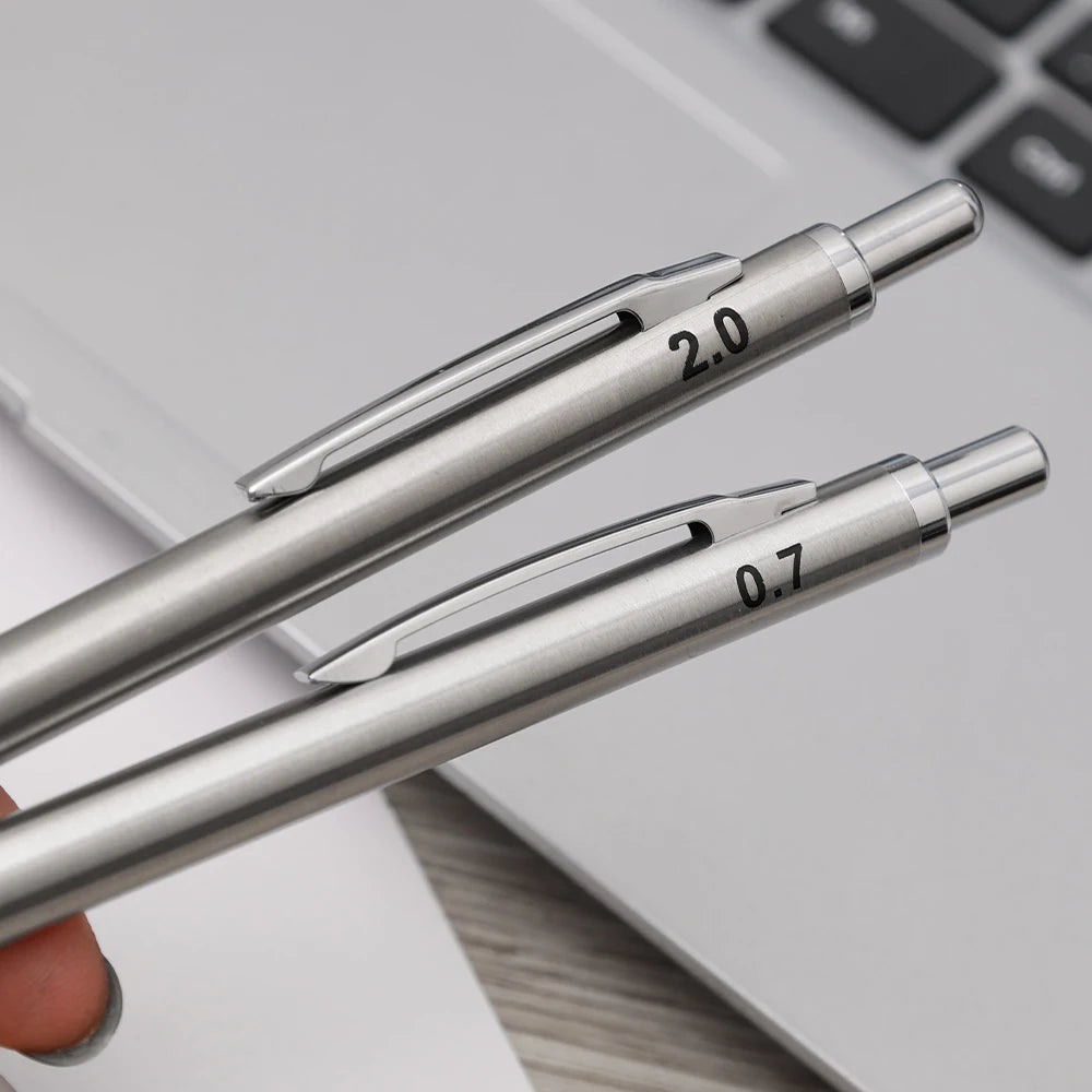 0.5/0.7/0.9/1.3/2.0mm Automatic Pencil Metal Mechanical Pencils Sets With Pencils Grip Leads Art Drawing Student Office Supplies