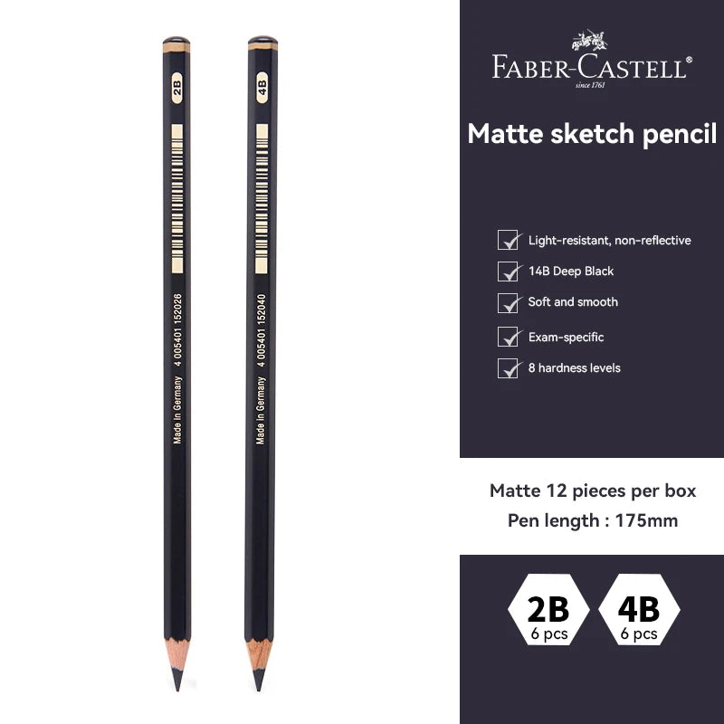 Faber-Castell 3/12Pcs Set Matte Sketch Pencil Painting Art Graphite Pencils Shading Writing Sketch Drawing Design Art Supplies