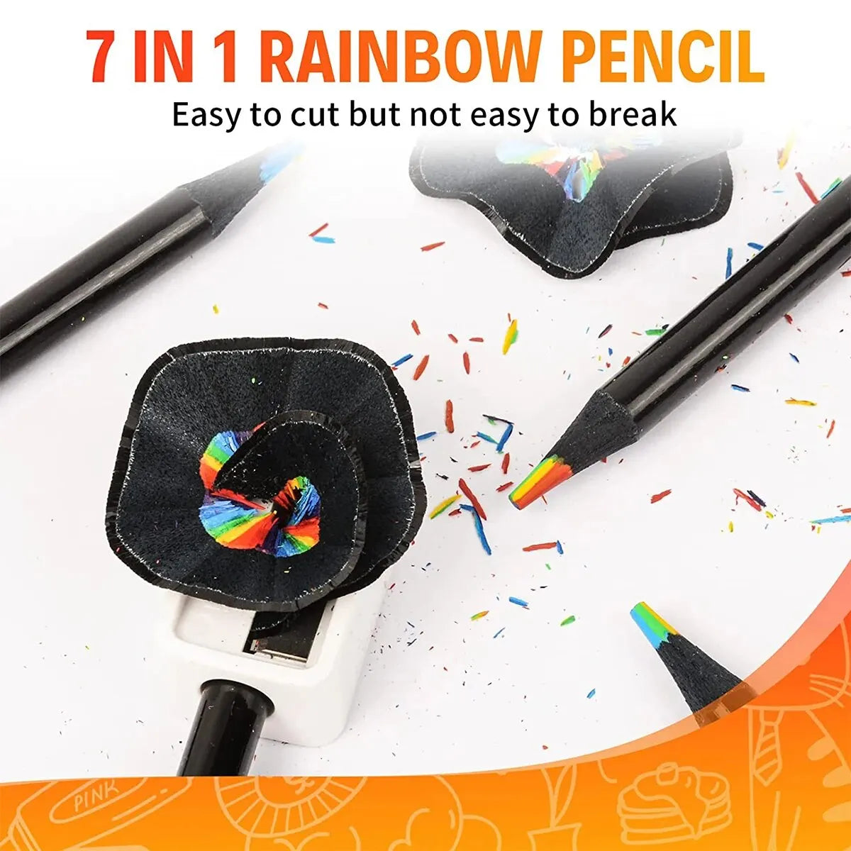 10Pcs/Set Rainbow Pencil Colorful Pencils Wood Colorful Black Wood Painting Supplies Christmas Halloween Gift Black Rainbow Pen