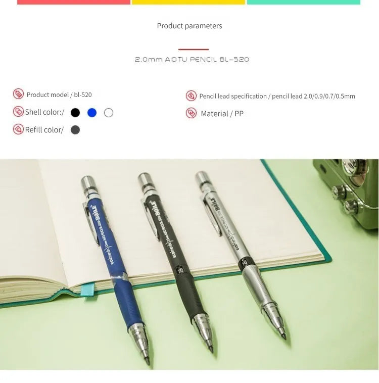 Mechanical Pencil Set 2mm Carpenter Drafting HB Pencil Pen 2.0 mm For Drawing Writing Sketching Kawaii School Automatic Supplies