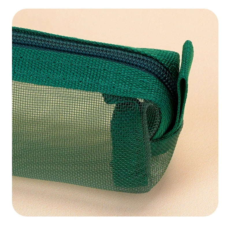 Mesh Pencil Case Portable Zipper Pouch Stationery Organizer Students Exams Pencil Case School Stationery Supplies