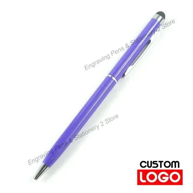 100 Pcs 13-color Metal 2-in-1 Stylus Universal Ballpoint Pen Custom Logo Office School Advertising Pen Text Engraving Wholesale