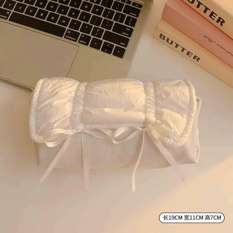 1pcs Creative Korea Style Bow Pencil Case Large Capacity Multi-layer Storage Drawstring Pencil Bags Office Supplies Storage Bag