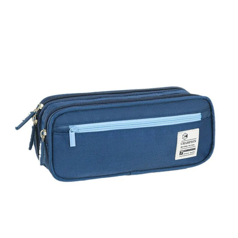 Pencil Case with 3 Compartments, Canvas Zipper Pencil Pouch, Large Pencil bag, Big Pen Case Pouch Organizer for Adults, Pencil P