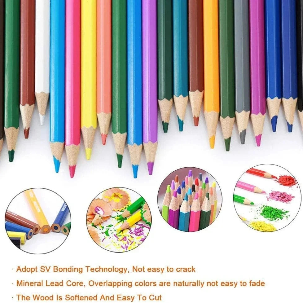 50/72PCS Colored Pencils Set With Canvas Roll-Up Vibrant Color Pencil Art Supplies Stationery, 3PCS Colored Black Wood Pencils