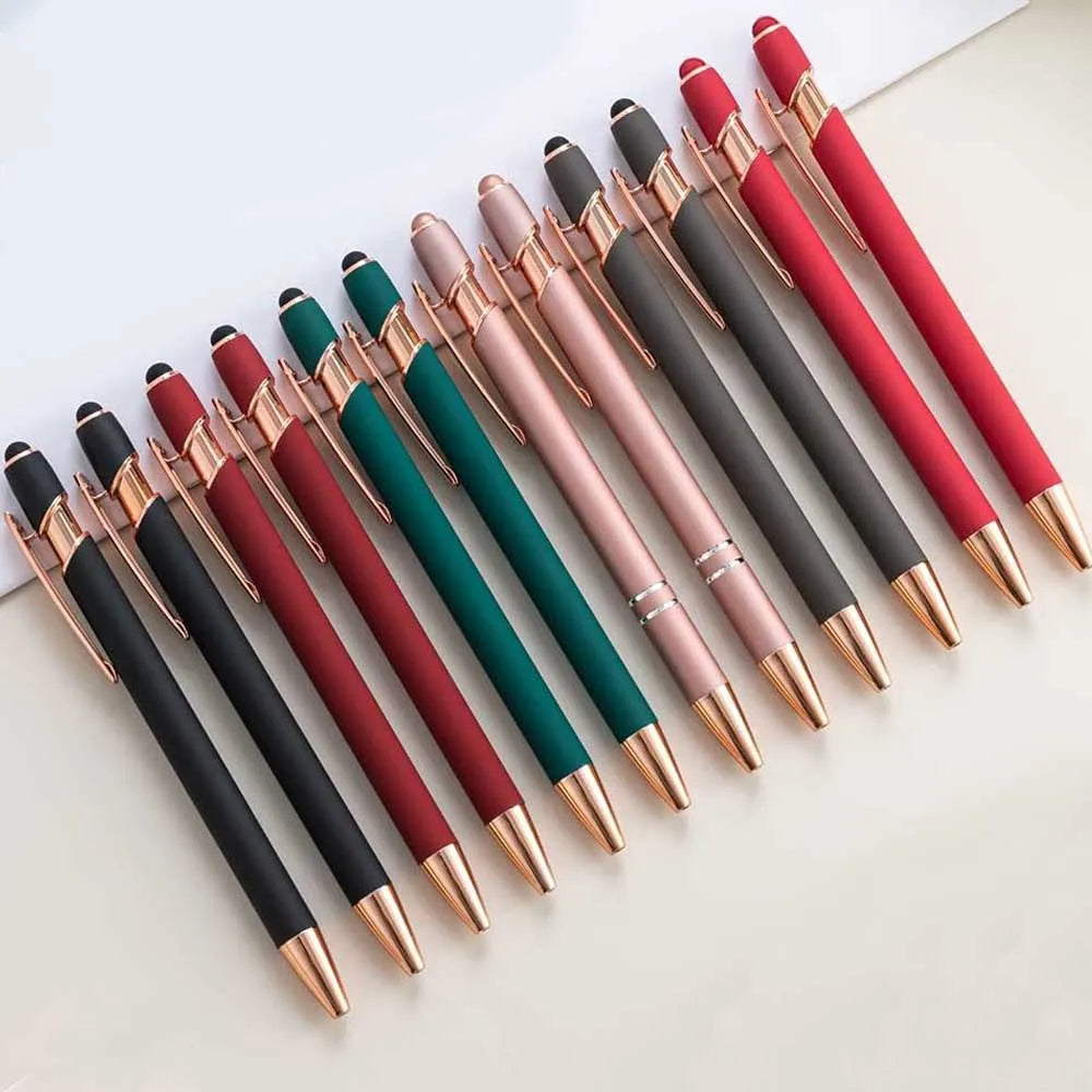 5-12Pieces Ballpoint Pen with Stylus Tips, Metal, 2 in 1 Stylus Ballpoint Pen 1.0 mm Black Ink  for Smartphone, Tablet