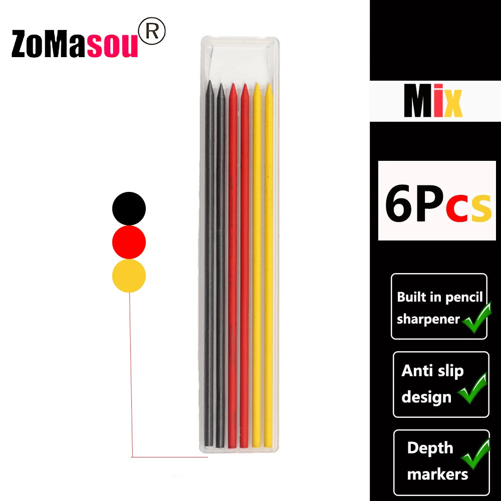 Top Solid Carpenter Mechanical Pencil Woodworking Long Head Deep Hole Markers Pen Pencils Refill Leads Sharpener Stationery
