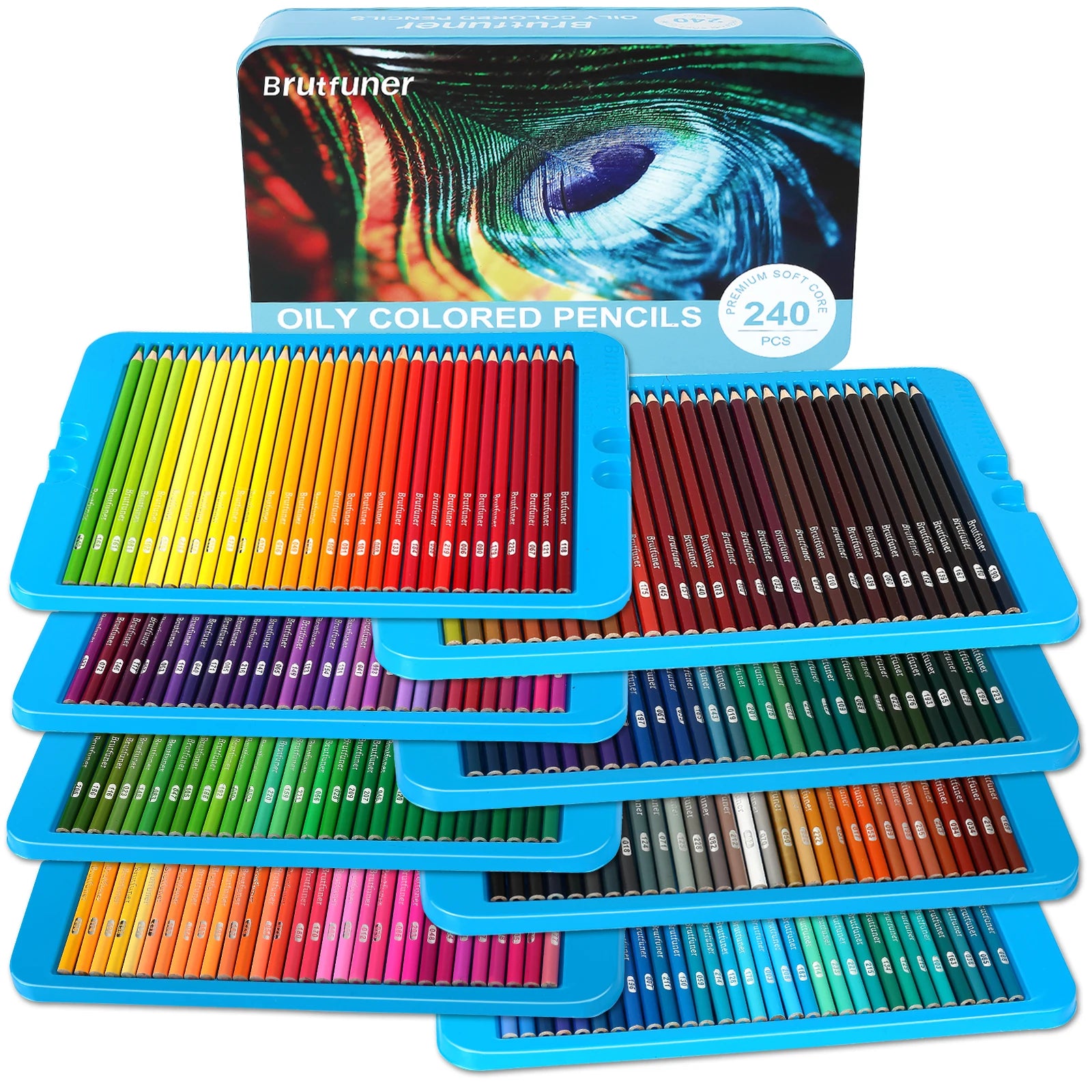 Pro Oily Colored Pencils,Set of 180/240/300/520 Colors,Artists Soft Core with Vibrant Color,Ideal for Drawing Sketching Shading