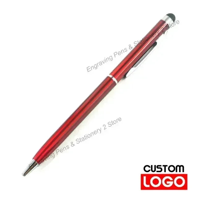 100 Pcs 13-color Metal 2-in-1 Stylus Universal Ballpoint Pen Custom Logo Office School Advertising Pen Text Engraving Wholesale