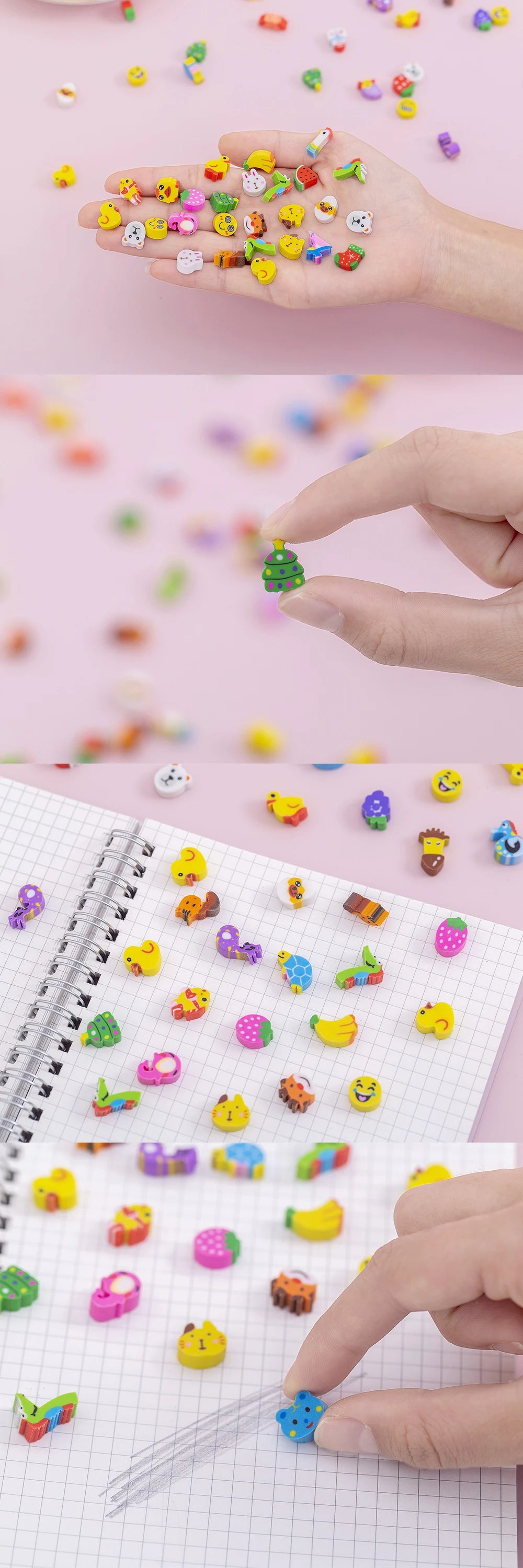 20/40/100/200PCS Mini Eraser Set Cartoon Animal Space Fruit Dishe Shape Eraser Stationery Reward Gift Desk Pet Carnival Gift ZYF