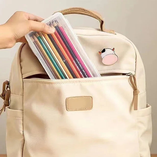 1/2/3/4pcs Plastic Translucent Pencil Case Large Capacity Pencil Boxes Portable Storage Organizer Box Student Office Supplies