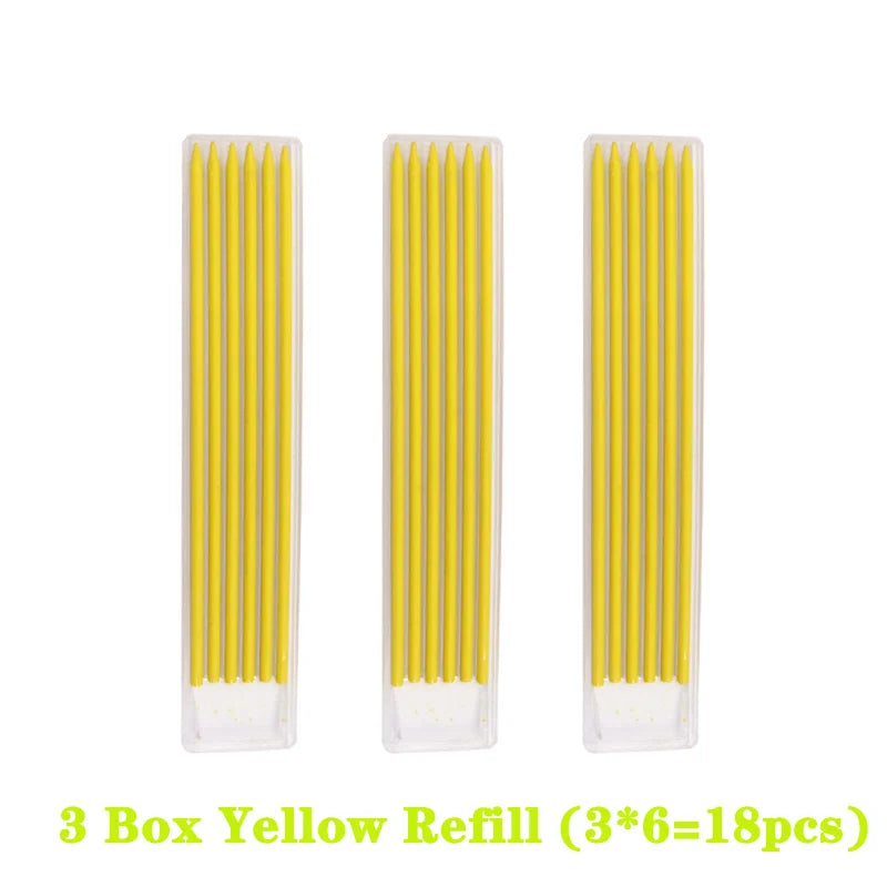 Solid Carpenter Pencil Woodworking  Mechanical 3 Colors Refill Construction Marking Scriber Lead Built-in Sharpener
