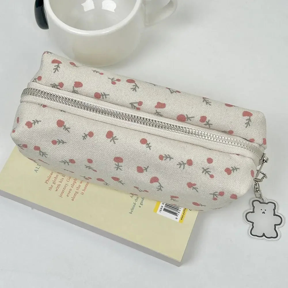 Small Fresh Floral Pen Bag Large Capacity Pencil Case Multifunctional Stationery Storage Bag Student School Organizer Supplies