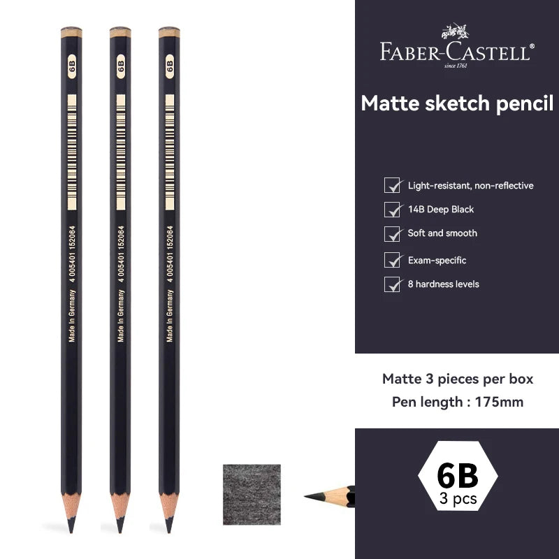 Faber-Castell Graphite Matte Pencil Set HB 2B 4B 6B 8B 10B 12B 14B Shading Writing Sketch Drawing Pencil Stationery Art Supplies