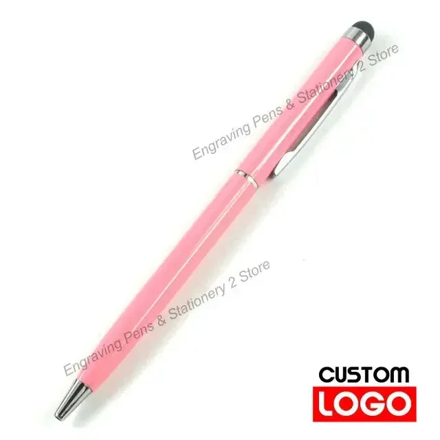 100 Pcs 13-color Metal 2-in-1 Stylus Universal Ballpoint Pen Custom Logo Office School Advertising Pen Text Engraving Wholesale