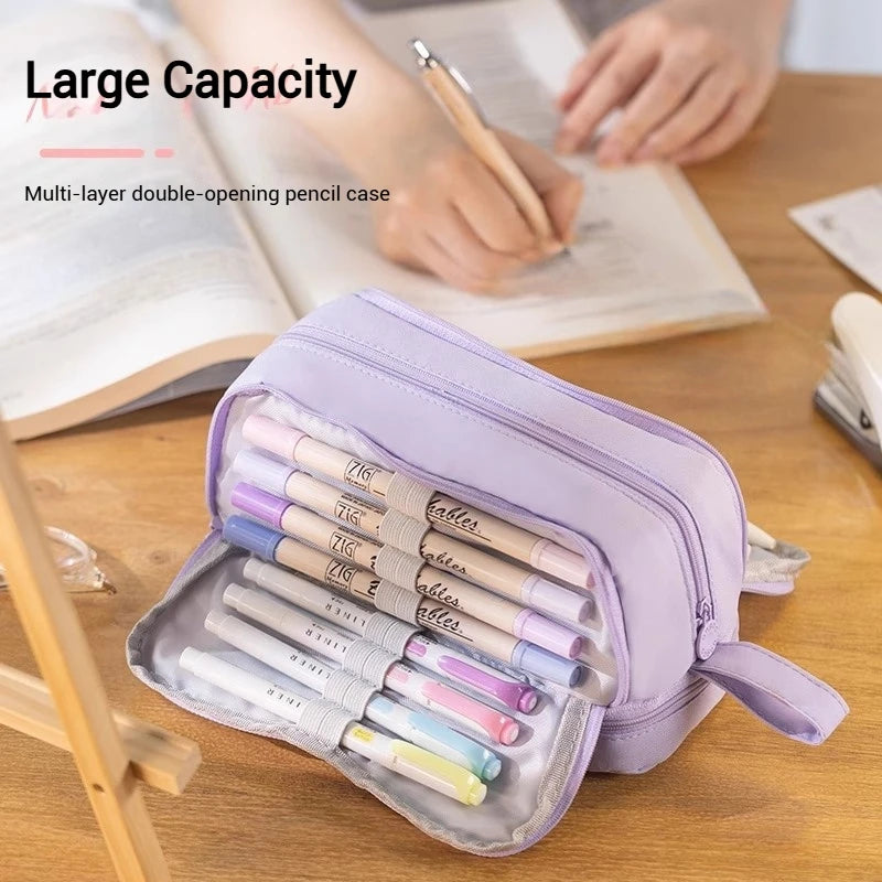 Pencil Case Large Capacity Pencil Pouch Portable 3 Layers Pen Bag Gift for Office School Back To School Stationery Storage Bags
