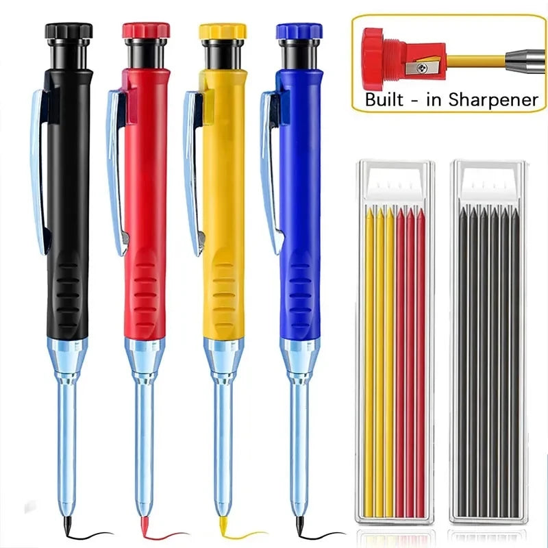 2.8mm Solid Carpenter Mechanical Pencil With Sharpener For Woodworking Construction Long Head Carpenter Pen Stationery Supplies