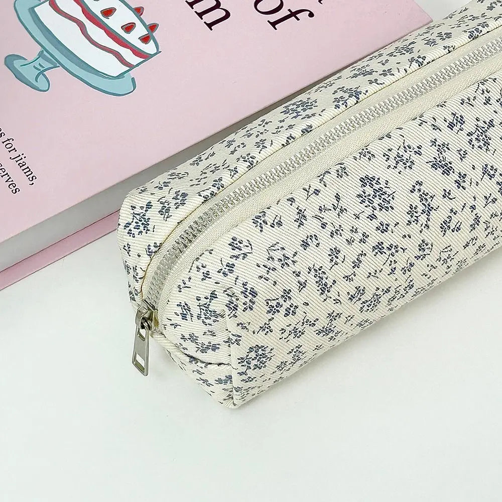 Small Fresh Floral Pen Bag Large Capacity Pencil Case Multifunctional Stationery Storage Bag Student School Organizer Supplies