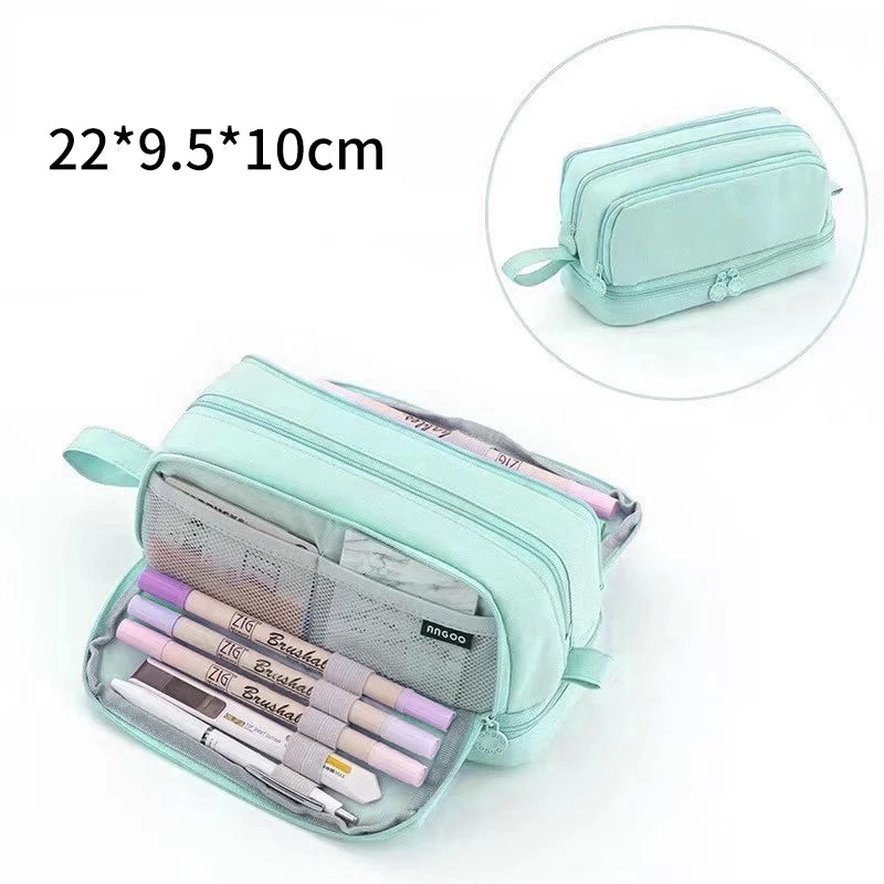 Pencil Case Large Capacity Pencil Pouch Portable 3 Layers Pen Bag Gift for Office School Back To School Stationery Storage Bags