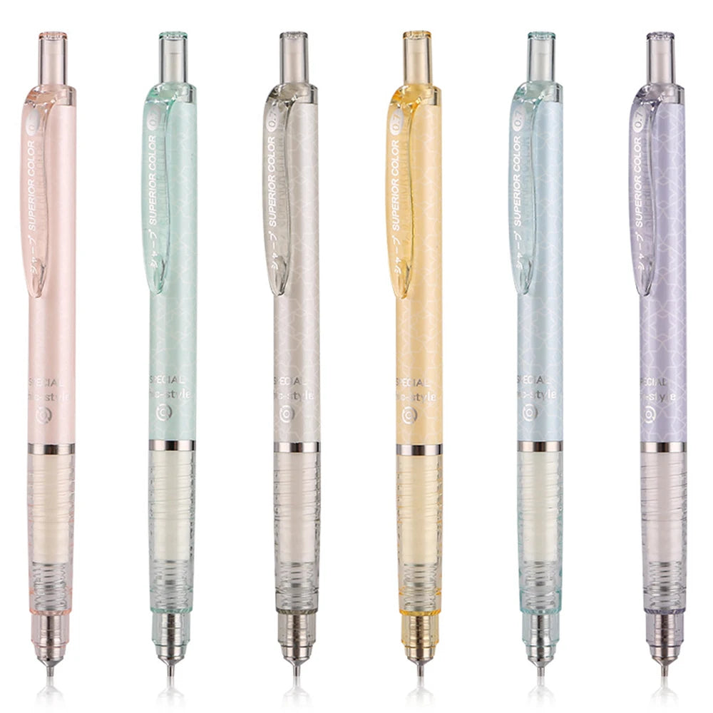 Kit 6pcs 0.5mm Mechanical Pencil for School Students, Anti-broken Core Lower Gravity Center