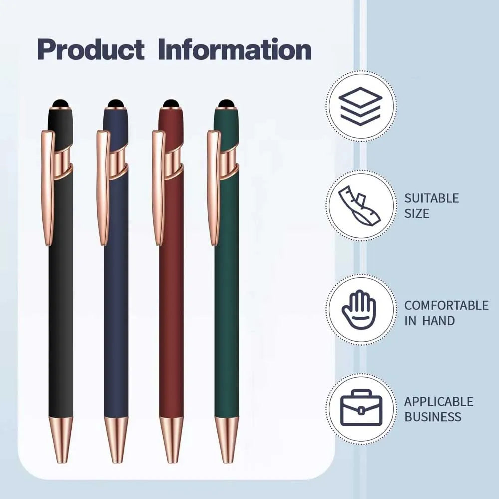 5-12Pieces Ballpoint Pen with Stylus Tips, Metal, 2 in 1 Stylus Ballpoint Pen 1.0 mm Black Ink  for Smartphone, Tablet