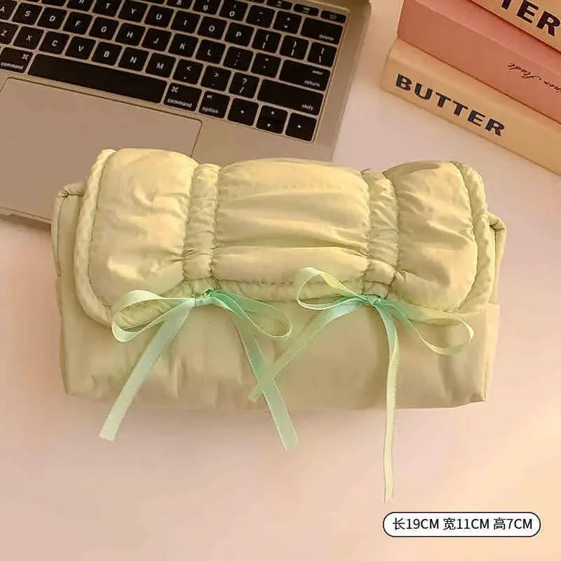 1pcs Creative Korea Style Bow Pencil Case Large Capacity Multi-layer Storage Drawstring Pencil Bags Office Supplies Storage Bag